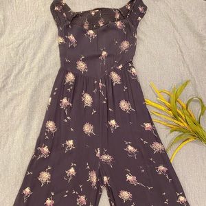 FREE PEOPLE floral wide leg jumpsuit with open back